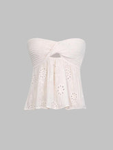 Strick-Tube-Top mit Knoten vorne und Stickerei